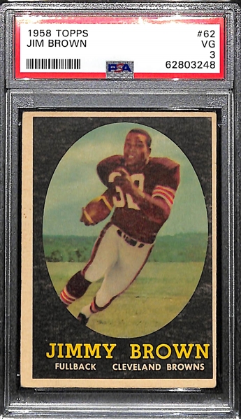 1958 Topps Jim Brown #62 Rookie Card Graded PSA 3